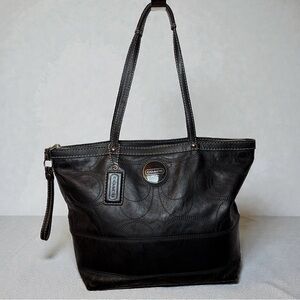 Coach Black Leather Tote Bag